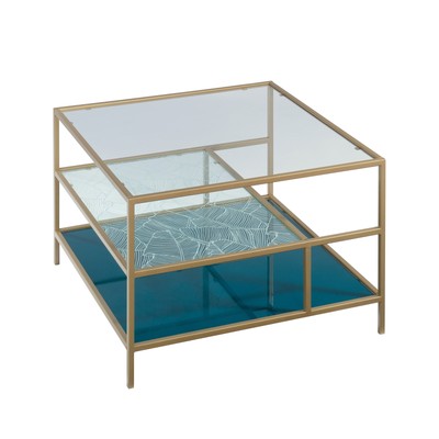 Sauder 423525 Coral Cape Coffee Table, Satin Gold Finish