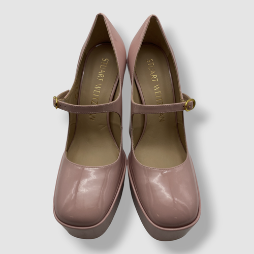 Pre-owned Stuart Weitzman Women's Pink Skyhigh Patent Platform Pump Heel Shoes Size 8