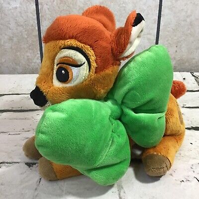 Disney Store Exclusive Bambi Plush With Large Green Bow Embroidered Eyes Soft
