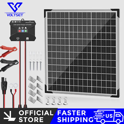 VOLTSET 12V Solar Battery Trickle Charger Maintainer 20W Solar Panel Kit for Car