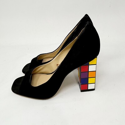 KATY PERRY Women s THE CAITLIN Black Rubiks Cube Pumps Heels Peep Toe Size 7