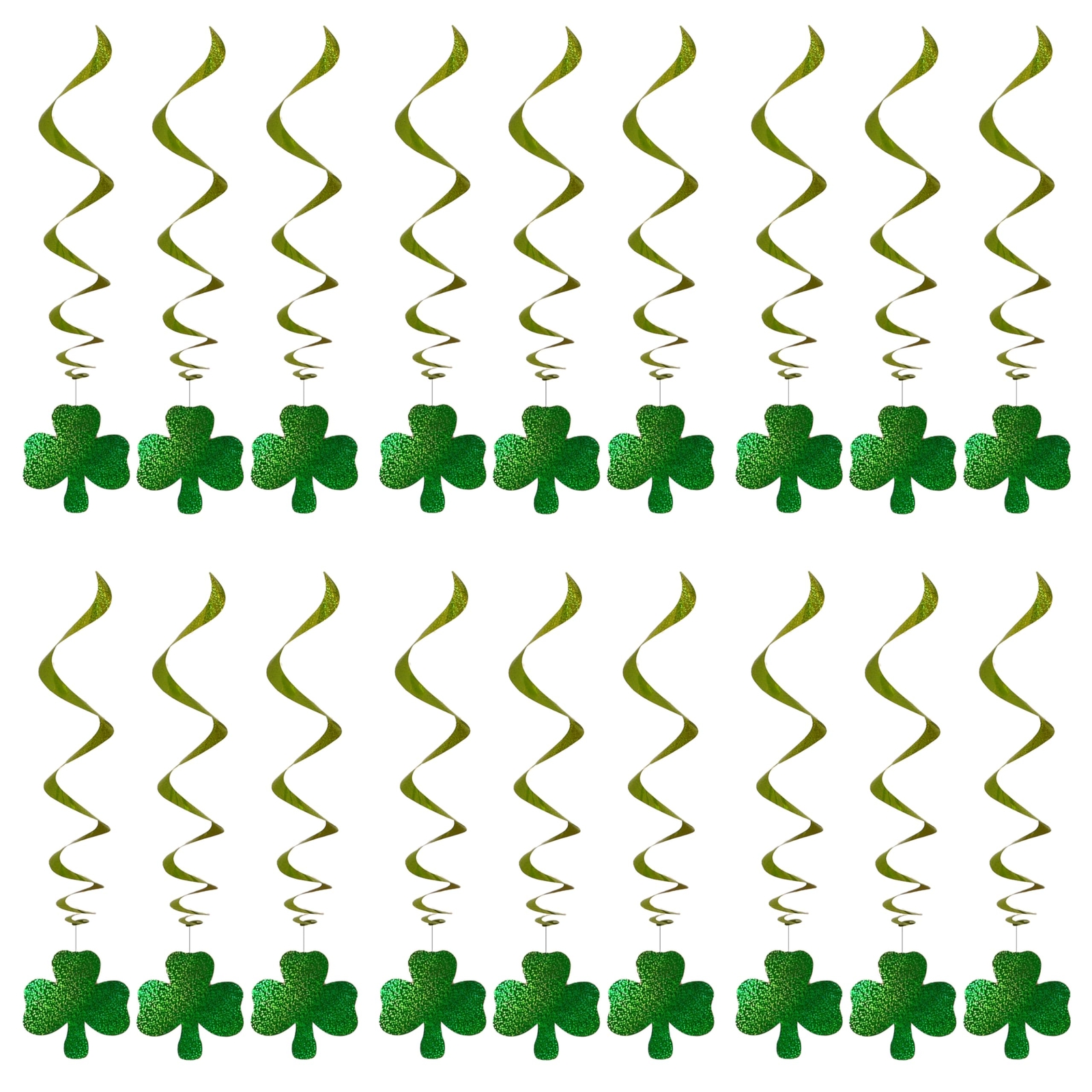6x Irish Shamrock Hanging Spiral Decorations Leaf Banner Irish Party Decoration