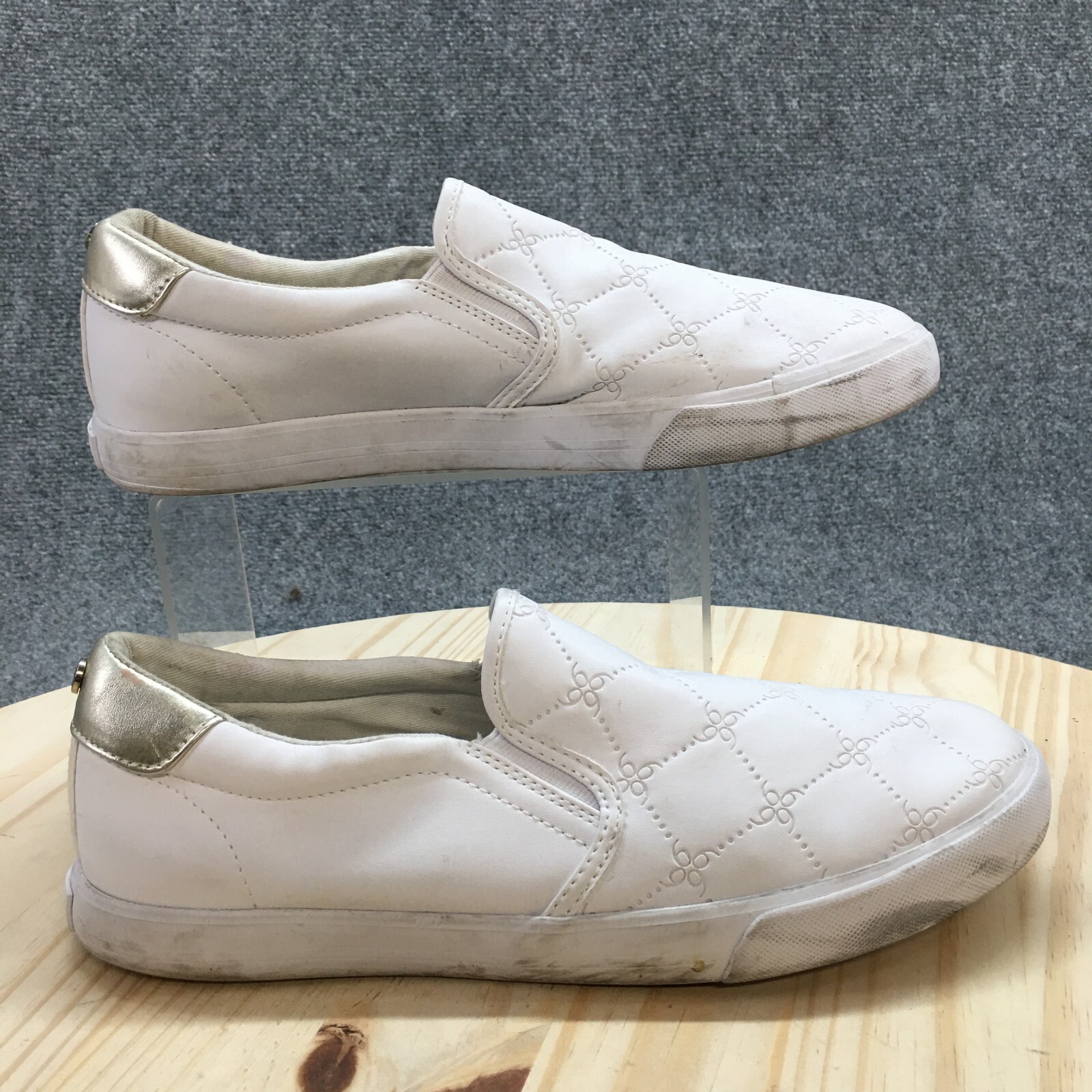 Nine West Shoes Womens 10 M Lala Slip On Sneakers White Faux