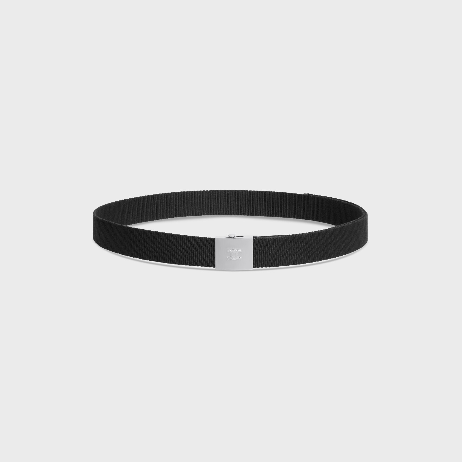 Pre-owned Celine 570$ Large Skater Belt - Triomphe, Black Textile