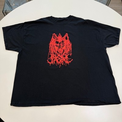 Black Jackal Red Graphic Print Black Cotton T-Shirt Mens 2XL