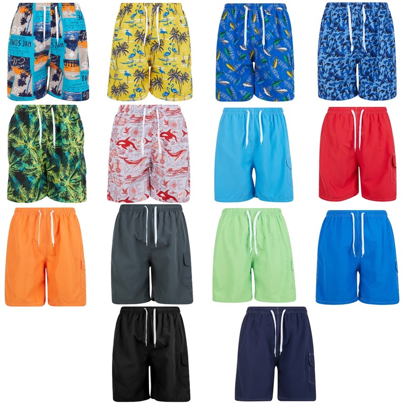 Mens Swimming Trunks, 3 Pockets Cargo Swim Shorts, Beach Suit