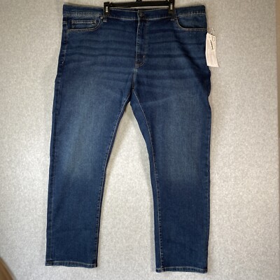Amazon Essentials Men s Blue Jeans Relaxed Straight Stretch 50x32 New With Tags