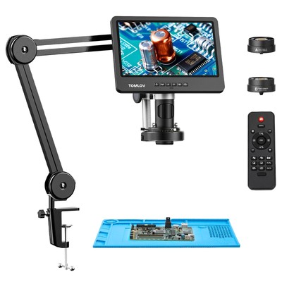 TOMLOV DM602 Flex Digital Soldering Microscope 2000x, Flexible Arm, 10.1'' HDM...