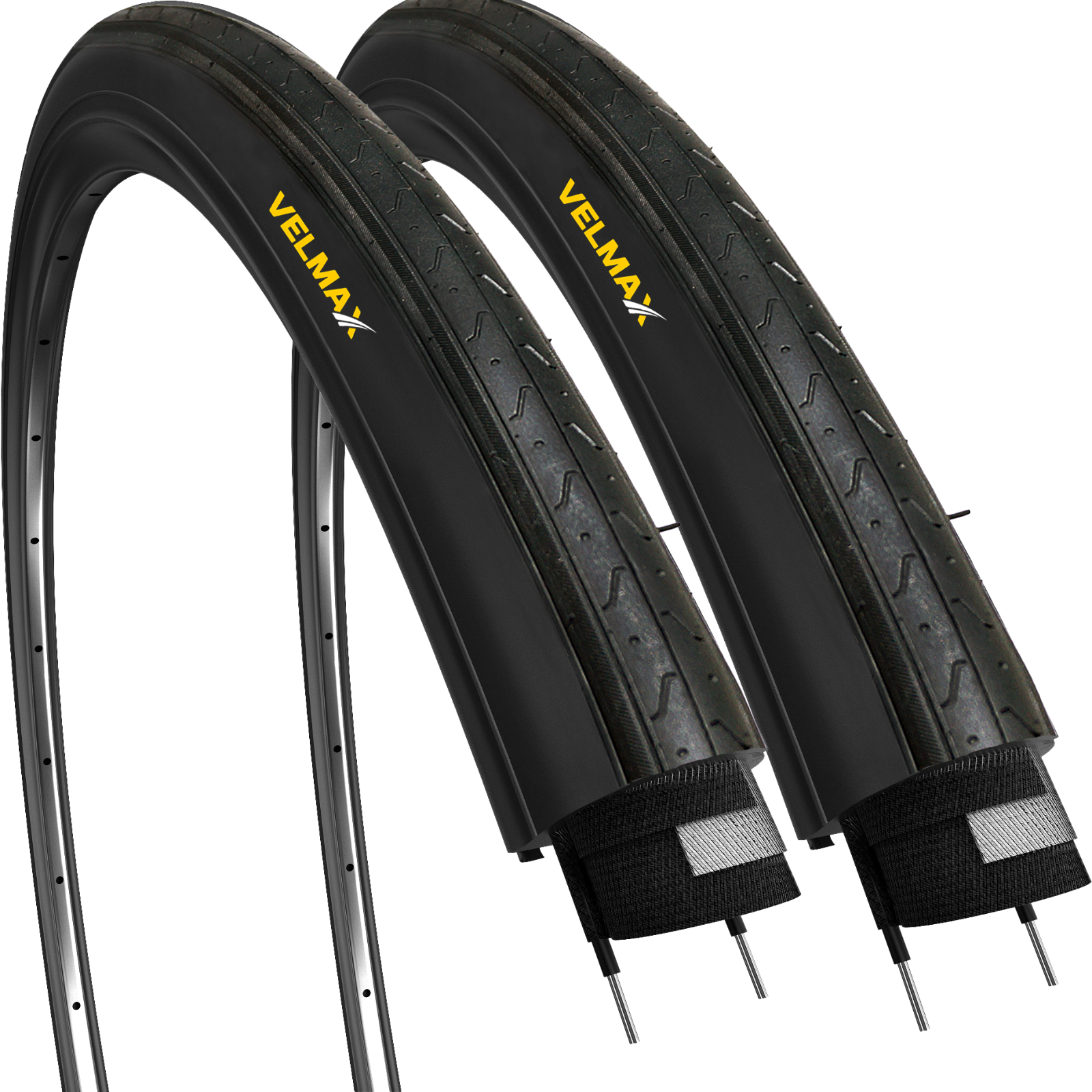 VELMAX 2x 700 x 23c Tyres 23-622 Cycle Race Racing Road Bike