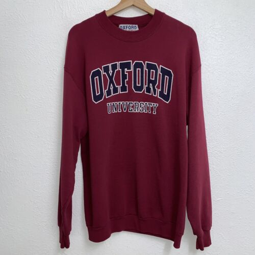 Vintage Oxford University Sweatshirt Maroon Hoodie Long Slee