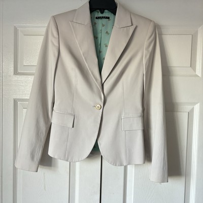 Sisley Classic Taglia Blazer Ivory Size 40 Teal Lining