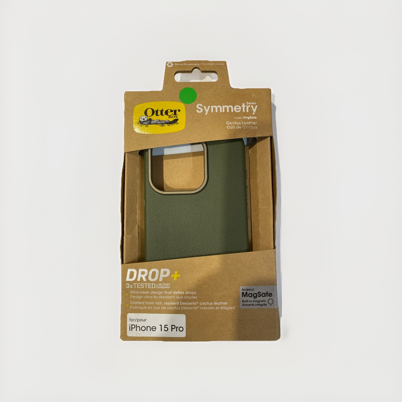 OtterBox Symmetry iPhone 15 Pro Cactus Leather MagSafe – Slim Case – New