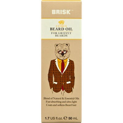 Brisk Grooming Citrus Beard Oil, Softens and Tames Beard, 1.7 fl oz.