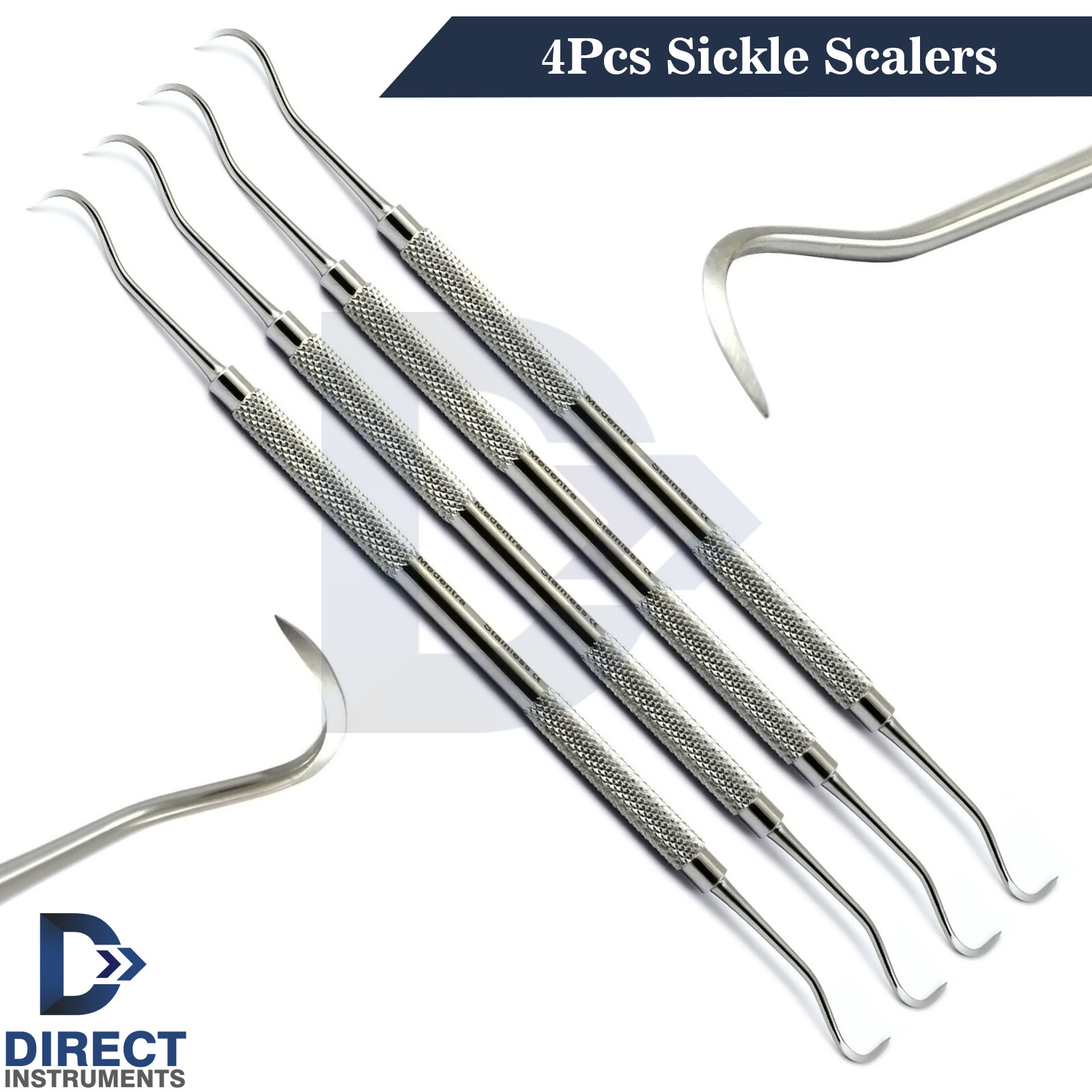 4Pcs Dental Sickle Scalers H6/H7 Calculus Remover Anterior Posterior