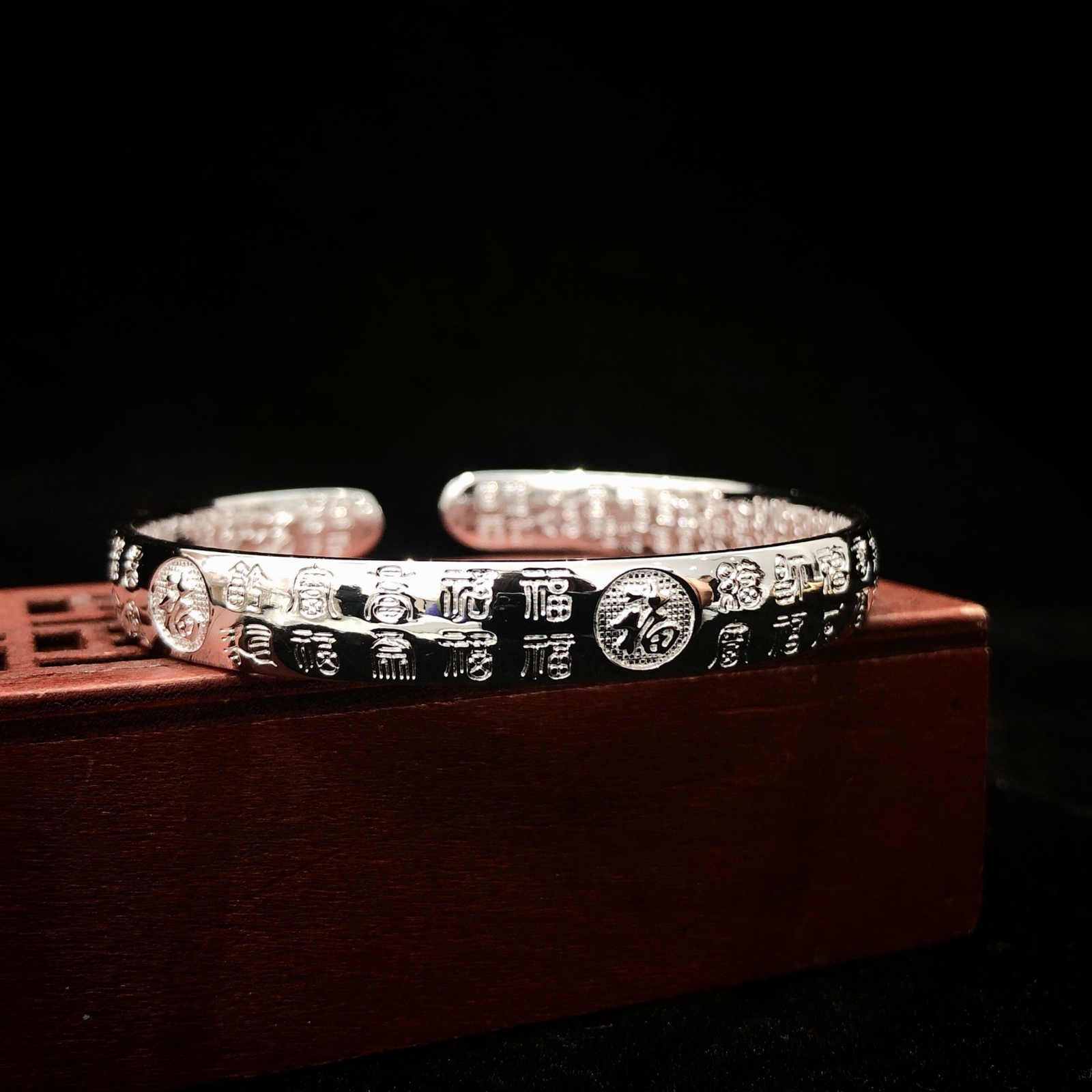 Pure S999 Sterling Silver 999 Vintage Wide Bracelet Bangle