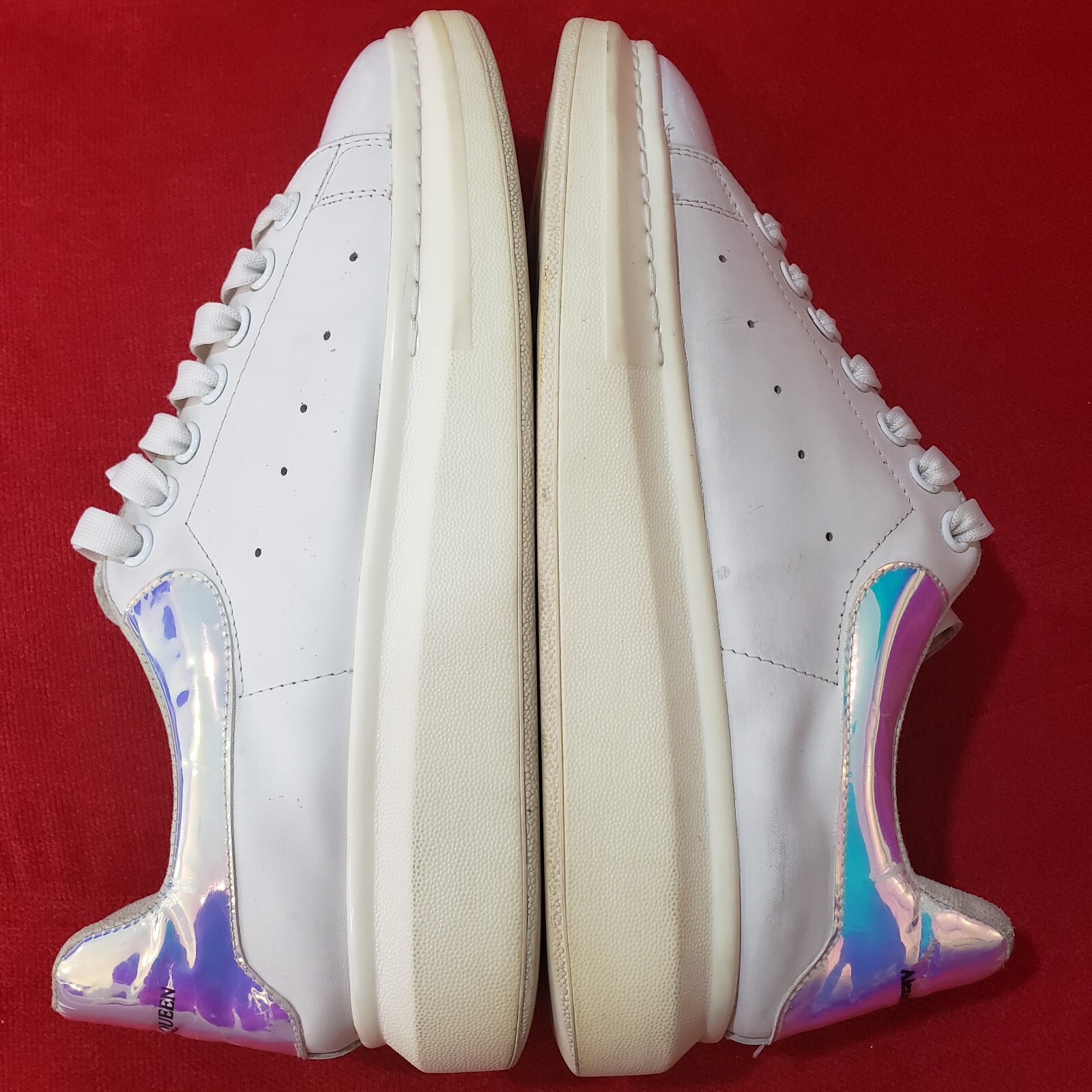 Alexander McQueen Lerry White Leather Shoes logo Trainers Sneakers US 10 EU 43