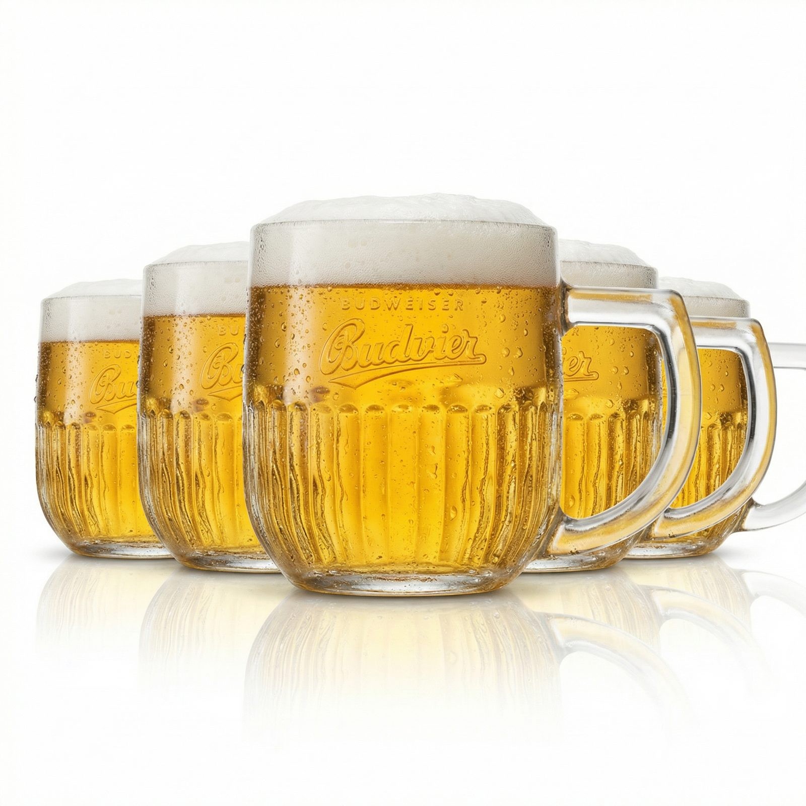 6x Budweiser Bier Glas 0,5l Krug Relief Kontur Gläser Budvar Tschechien Seidel