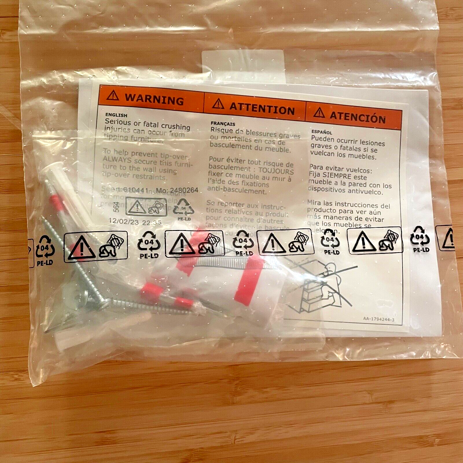 Ikea Wall Anchors Tip-Over Restraint Dressers 368620 R2 Kit