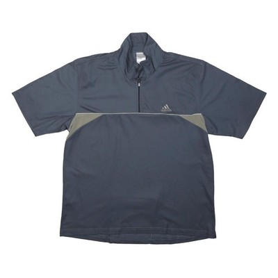 ADIDAS Mens Grey & Khaki Modern T-Shirt L Short Sleeve Zip Neckline Sportswear
