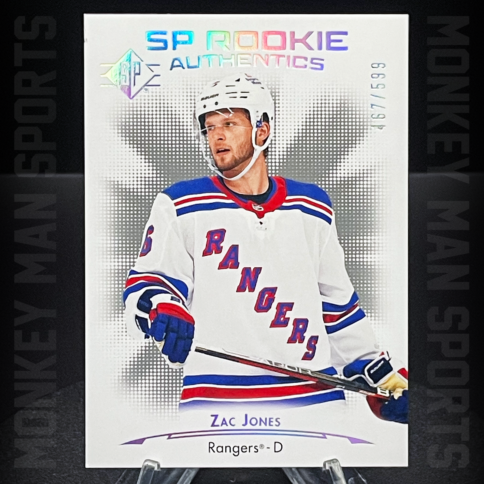 2021-22 SP - Zac Jones Rookie RC #/599 - #122 RAINBOW FOIL RANGERS MINT