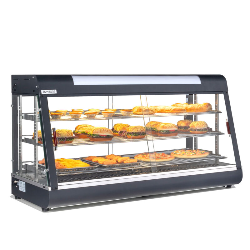 48" Commercial Food Warmer Display 3-Tier Electric Countertop Pizza Warmer 1800W
