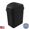 Fiazony 1-Pack 2 Gallon Plastic Small Swing Garbage Bin, Swing Lid Trash Bins, Black