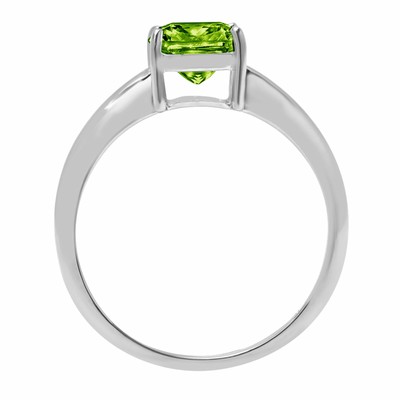 Pre-owned Pucci 1.5 Ct Cushion Designer Statement Bridal Classic Peridot Ring 14k White Gold