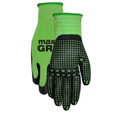 MidWest Gloves&Gear, Unisex, 6 Pack of Max Grip Gloves, Green in color, Size SM
