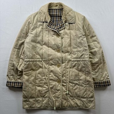 Aquascutum Aquacheck Beige Showerproof Quilted Drawstring Jacket Size 14 *