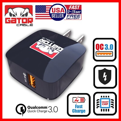 USB 3.0 Wall Home Charger Adapter Power Plug-In Qualcomm Fast Quick Charge 18W