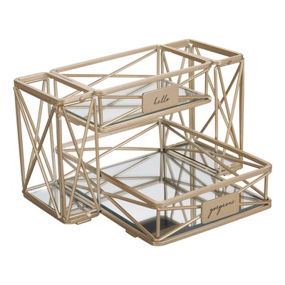 Beauty Essentials Vanity Tower in Satin Gold Finish