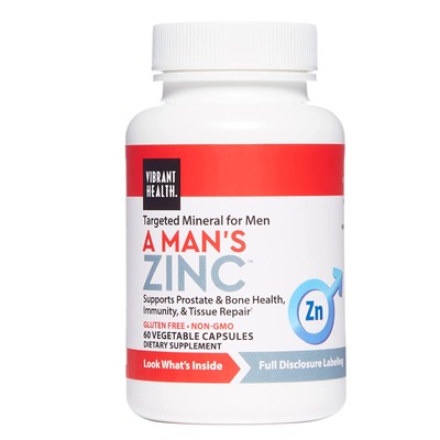 Vibrant Health A Man s Zinc 30 мг+199 мг фитостеролы 60 капсул БЕСПЛАТНАЯ ДОСТАВКА