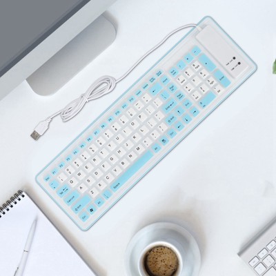 Foldable Silicone Keyboard 103 Keys USB Wired Silicon Waterproof Mute Typing For