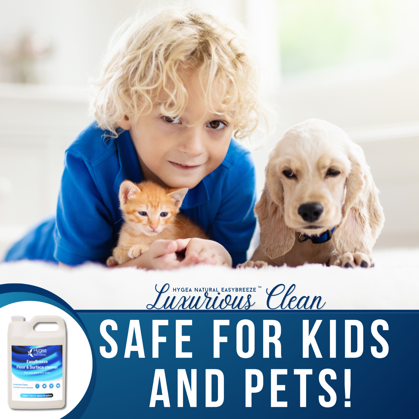 Hygea Natural Liquid Floor Cleaner, Non Toxic Cleaning Supplies