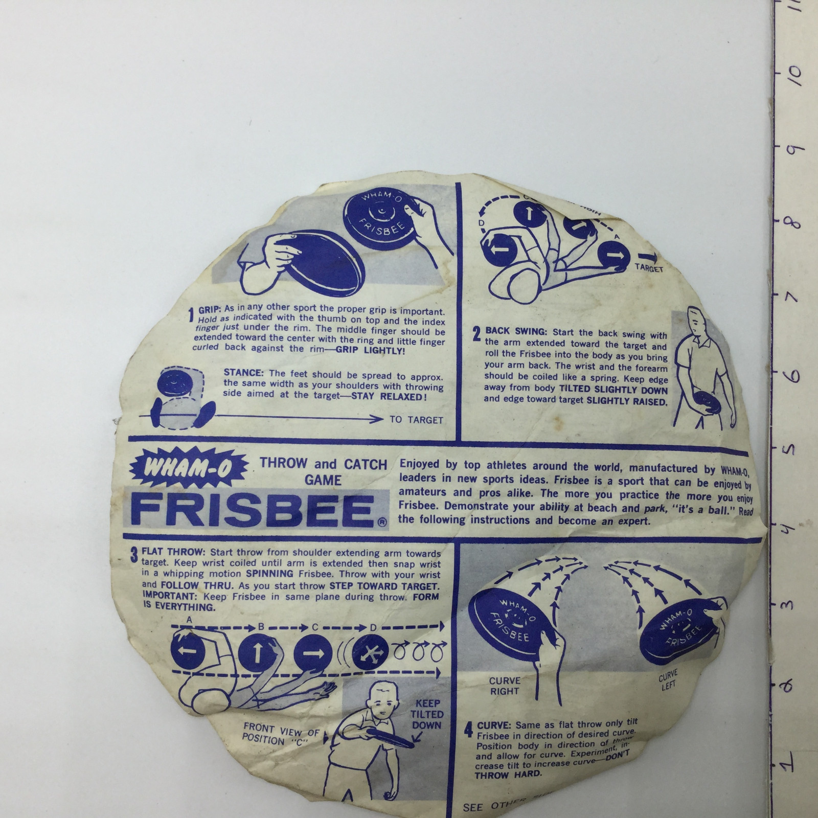 Vintage Original FRISBEE w info paper; c. 1968 Whamo -- BUGER CHEF --