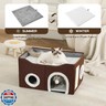 Crispedia Large Cat Bed for Indoor Cats, Extra Wide Cat Cave House with Scratch Pad and Fluffy Ball, Foldable Cat Hideaway for Kitten Bed, Cat Condo for Cats (Brown, X-Large)