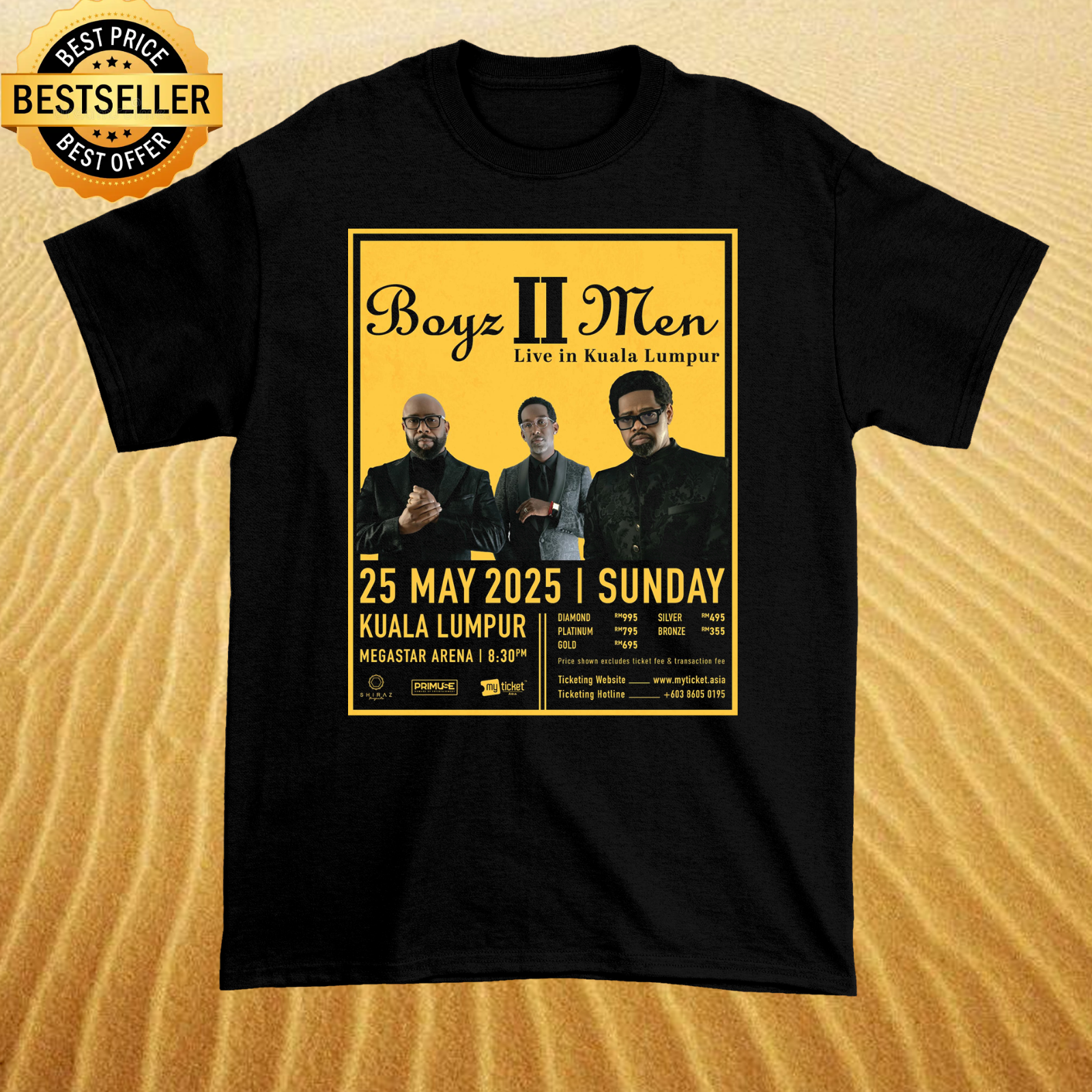 Boyz II Men on 25th May 2025 Tour T Shirt Black All Size