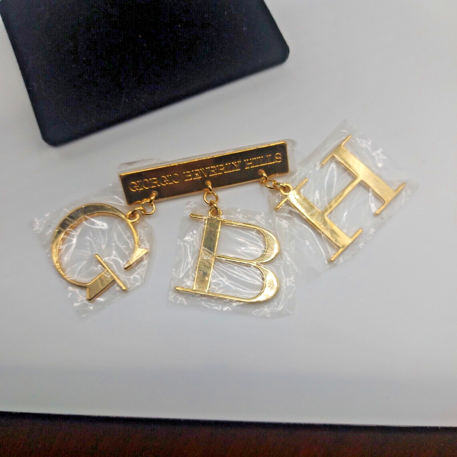 VTG Georgio Beverly Hills GBH Dangling Logo Gold Brooch Pin new wrapped rare