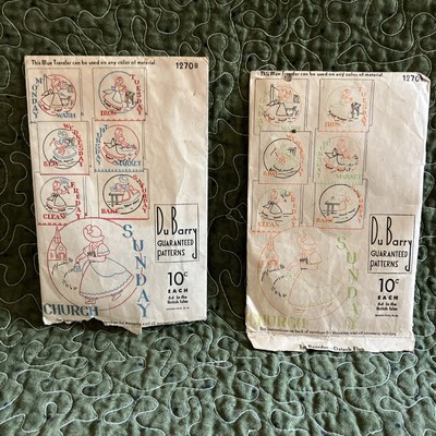 Antique DuBarry Guaranteed Patterns lot 2 embroidery patterns 1270B USA