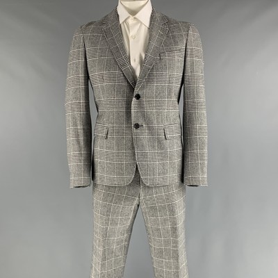 GANT Size 42 Black White Glenplaid Wool Blend Single breasted 36 29 Suit