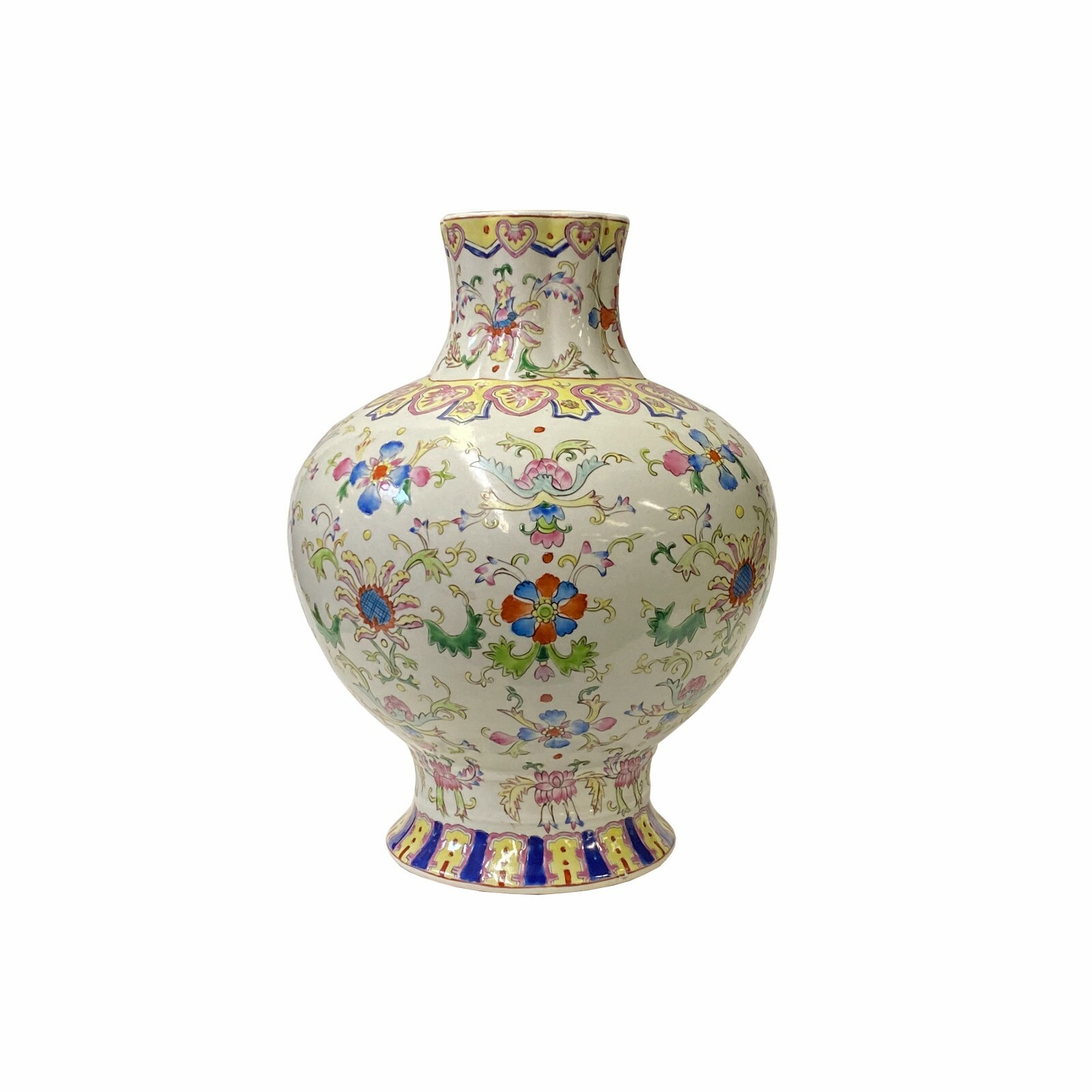 Chinese White Base Porcelain Hand-painted Flower Color Graphic Vase ws1828S Chinese White Base Porcelain Hand-painted Flower Color Graphic Vase ws1828S