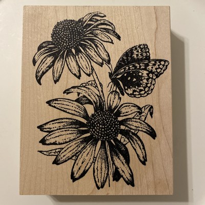 Serendipity Stamps Rubber Stamp Daisy Butterfly 201L R