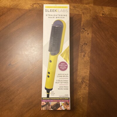 Sleek Labs Ceramic Heat Comb Brush Straightening Hair Brush 5 Heat Settings