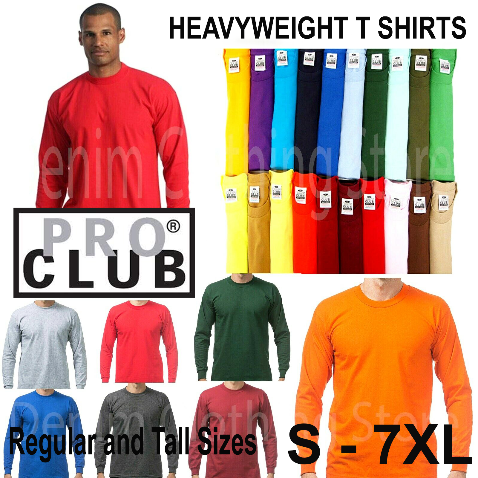 Pro 5 Super Heavy Mens Long Sleeve T-Shirt,Royal Blue,3XL 