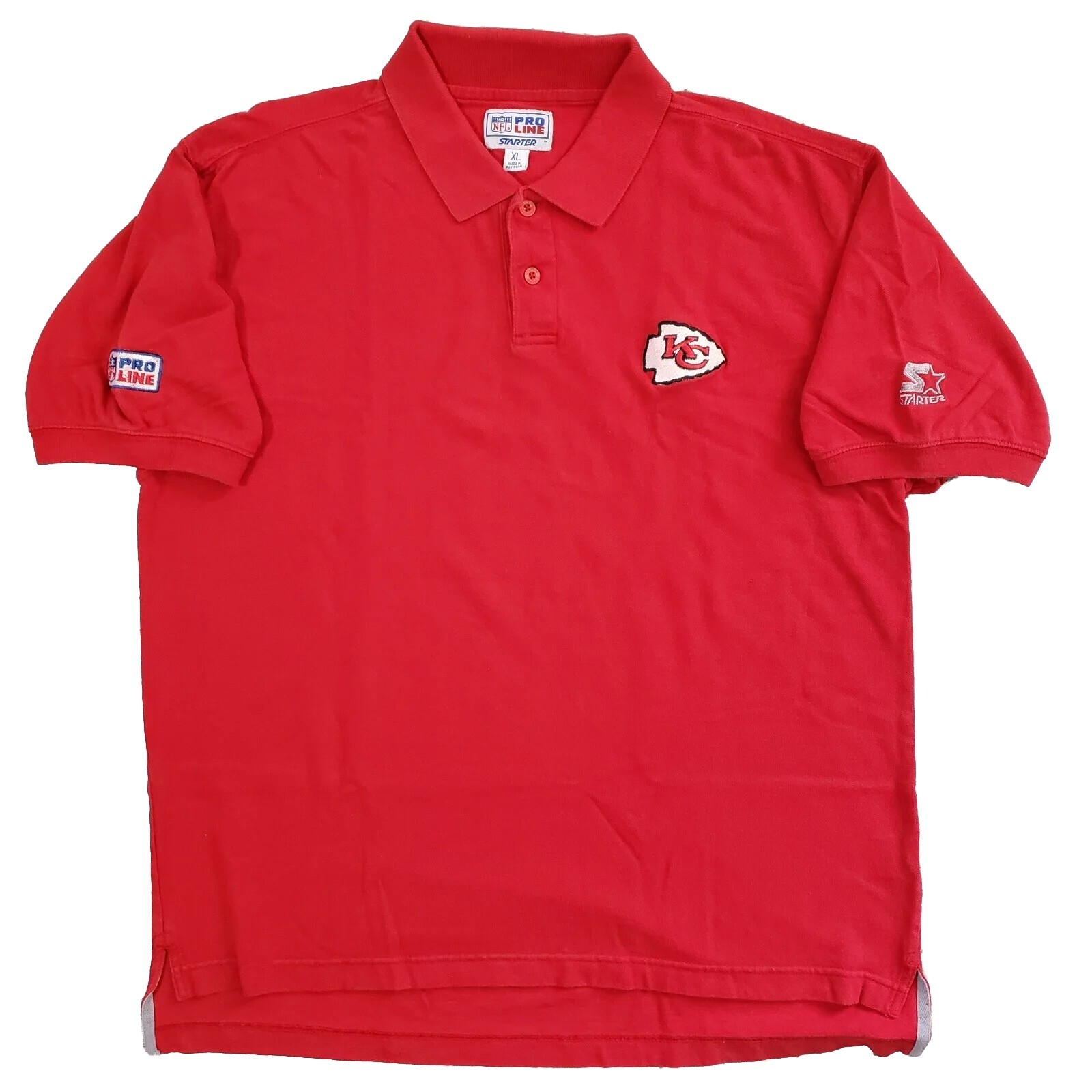 Vintage Kansas City Chiefs Polo Shirt Mens XL Red Football NFL Starter Pro Line