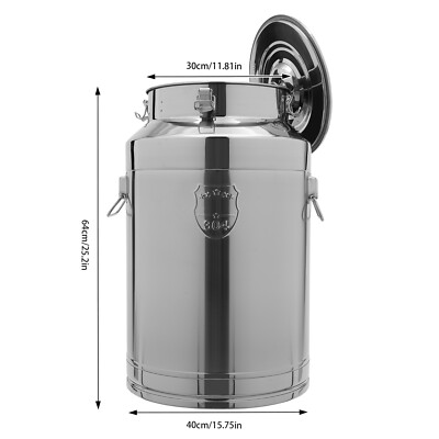 Milk Can Sealed Bucket Wine Pail Jug Oil Barrel Bottle Stainless Steel 88L /76L