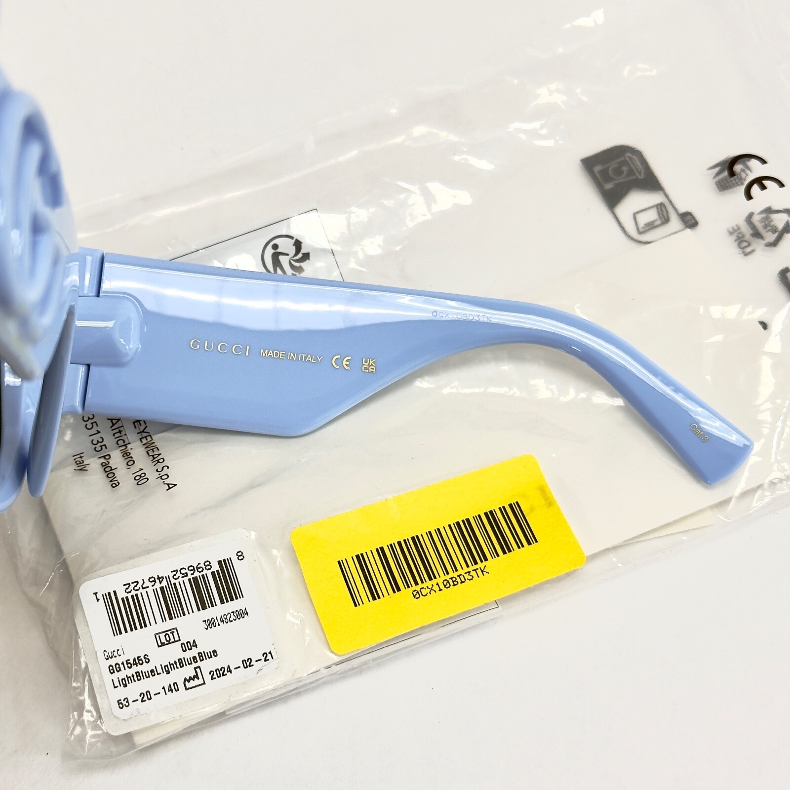 Pre-owned Gucci Lido 1545 Light Blue Oval Chunky Logo Gg1545s Sunglasses Summer Beach 004