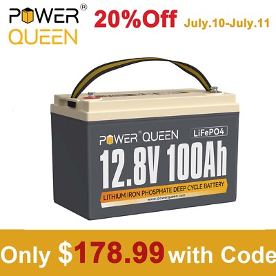 12V 100Ah LiFePO4 Deep Cycle Lithium Battery w/ 100A BMS for Solar RV Off-grid