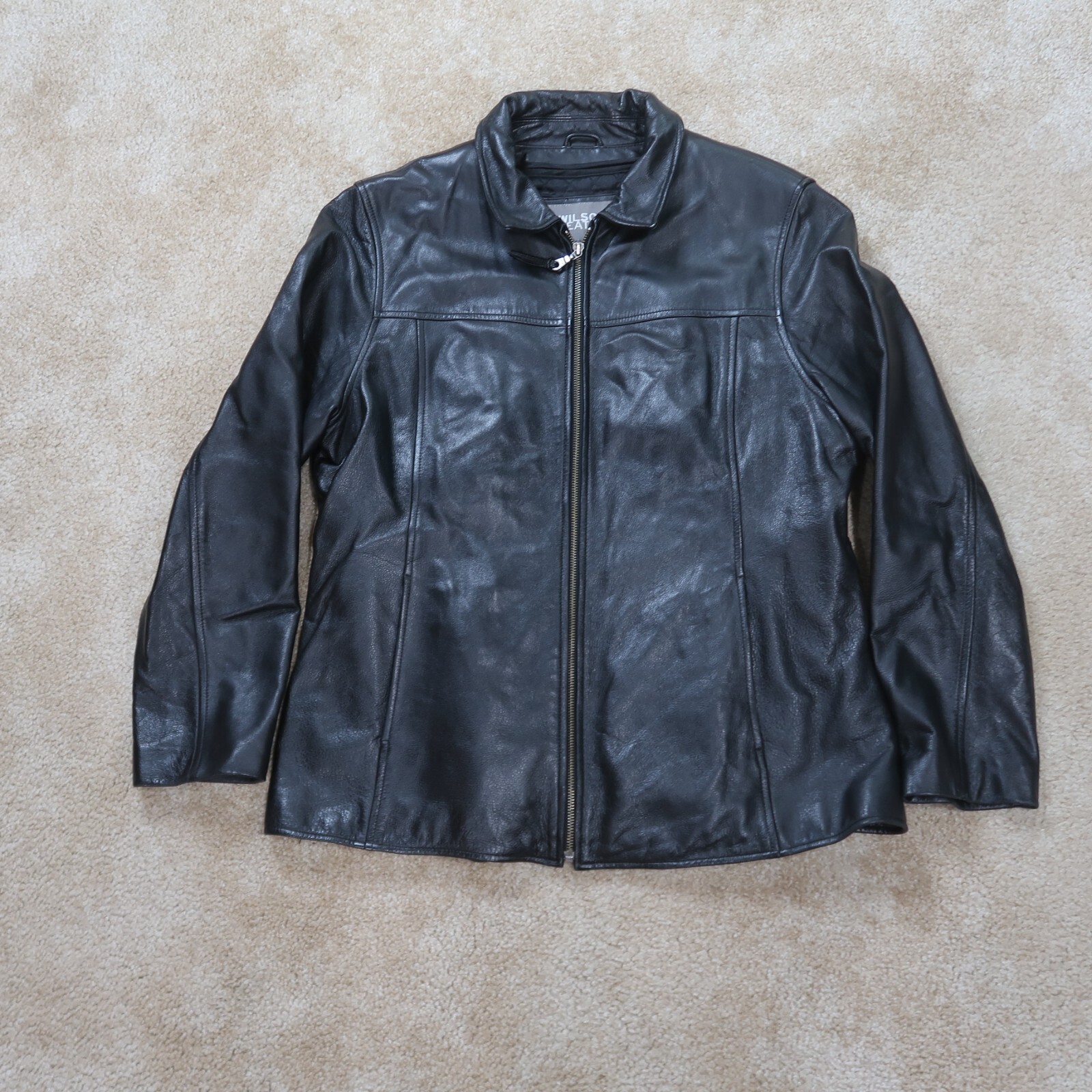 ウェア Wilson MAJESTIC BLACK2 Wilsons Black Leather Coat Jacket Men's XL Full Zip