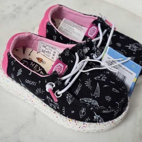 ぴょんぴょんページ Hey Dude Wendy Toddler Unicorn Sz 6 Black Pink Slip on Shoes